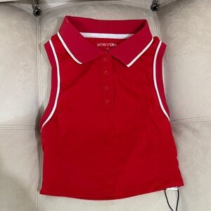 Sporty Red Sleeveless Polo with White Trim